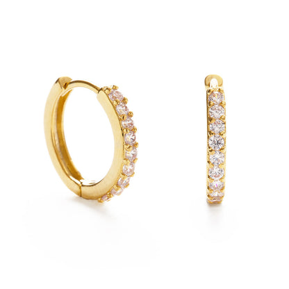 Crystal Pave Gold Hoops