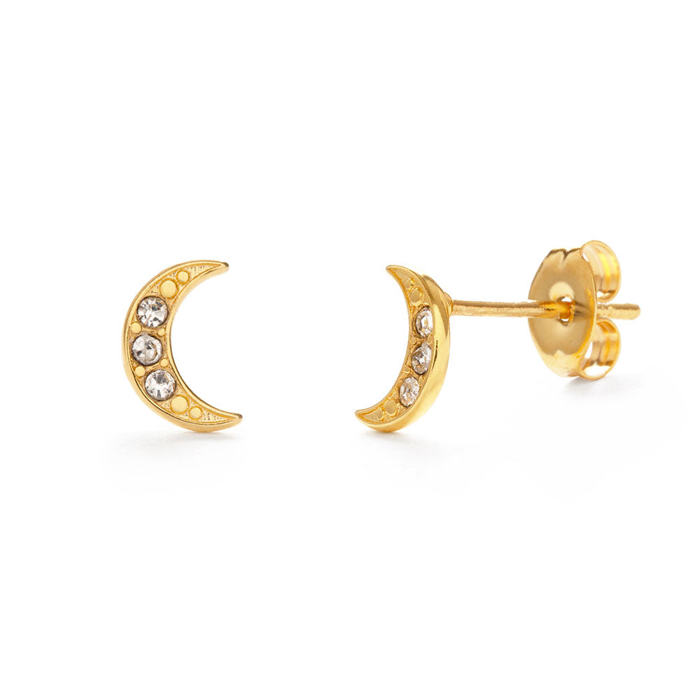 Crescent Crystal Moon studs