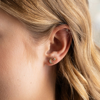 Crescent Crystal Moon studs