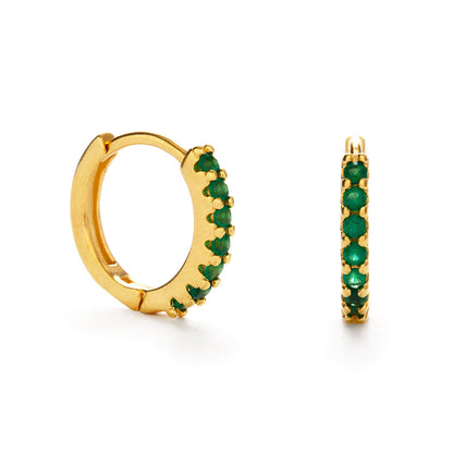 Emerald Pave Gold Hoops