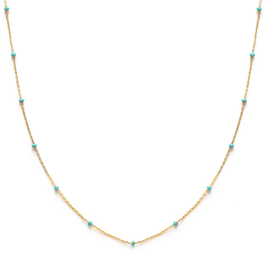 Turquoise Beaded Chain Necklace