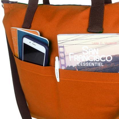 Reversible Messenger Bag - Teracotta/Railroad stripe