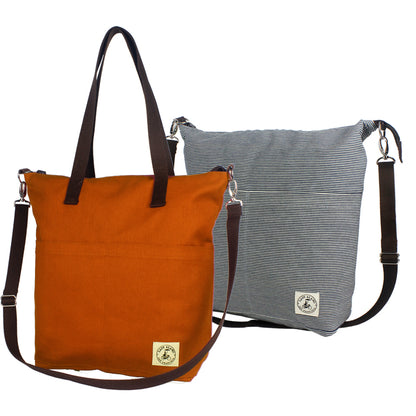 Reversible Messenger Bag - Teracotta/Railroad stripe