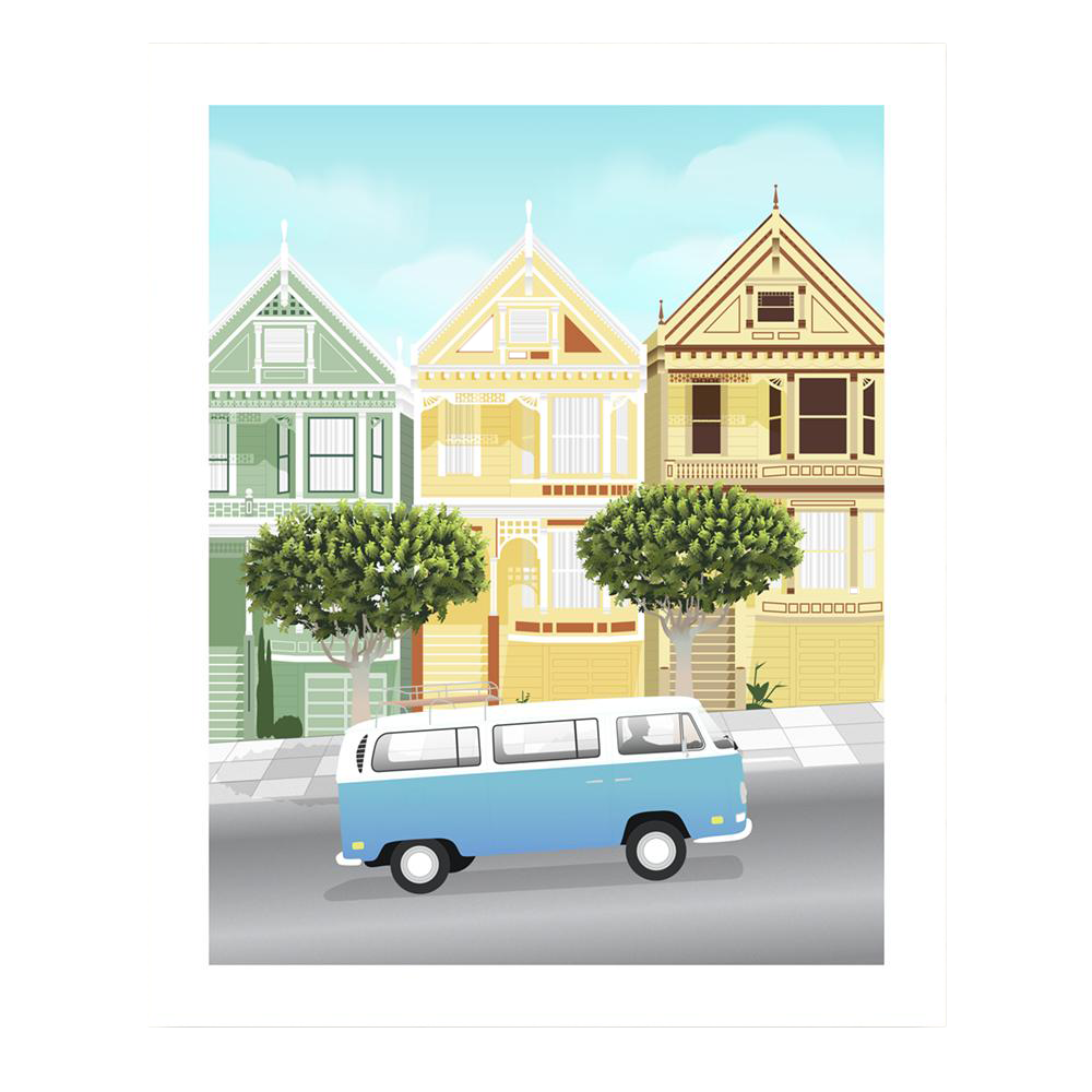 VW Buses in San Francisco art prints