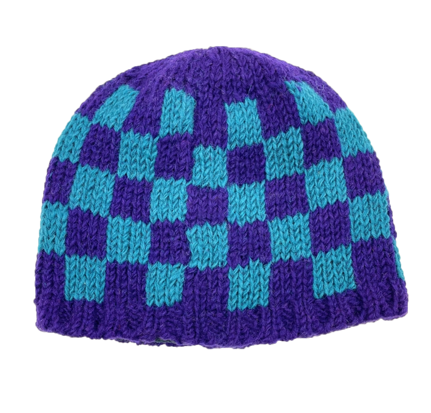 Checkered Beanie Turquoise