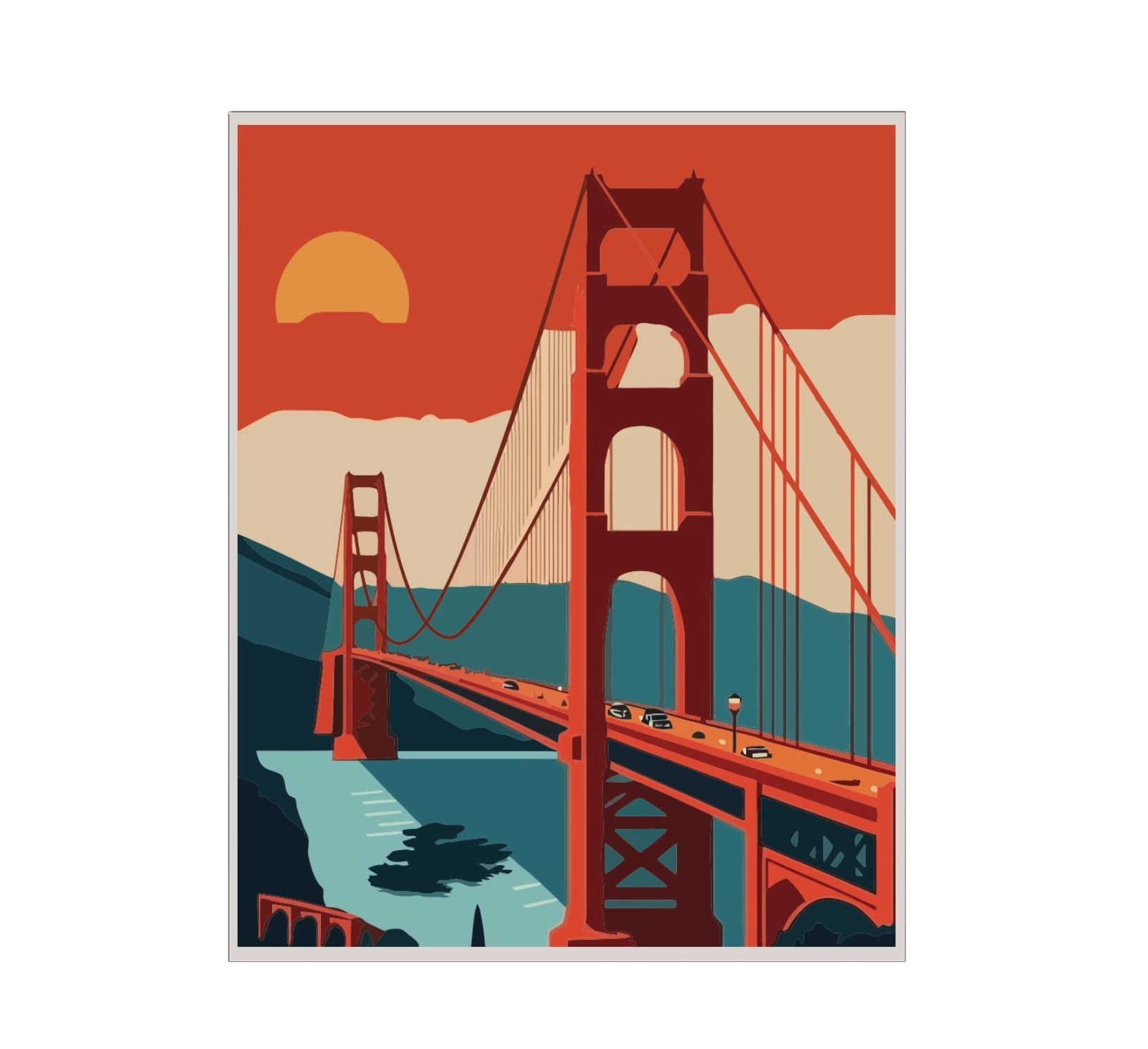 Sunset Golden Gate Bridge art print