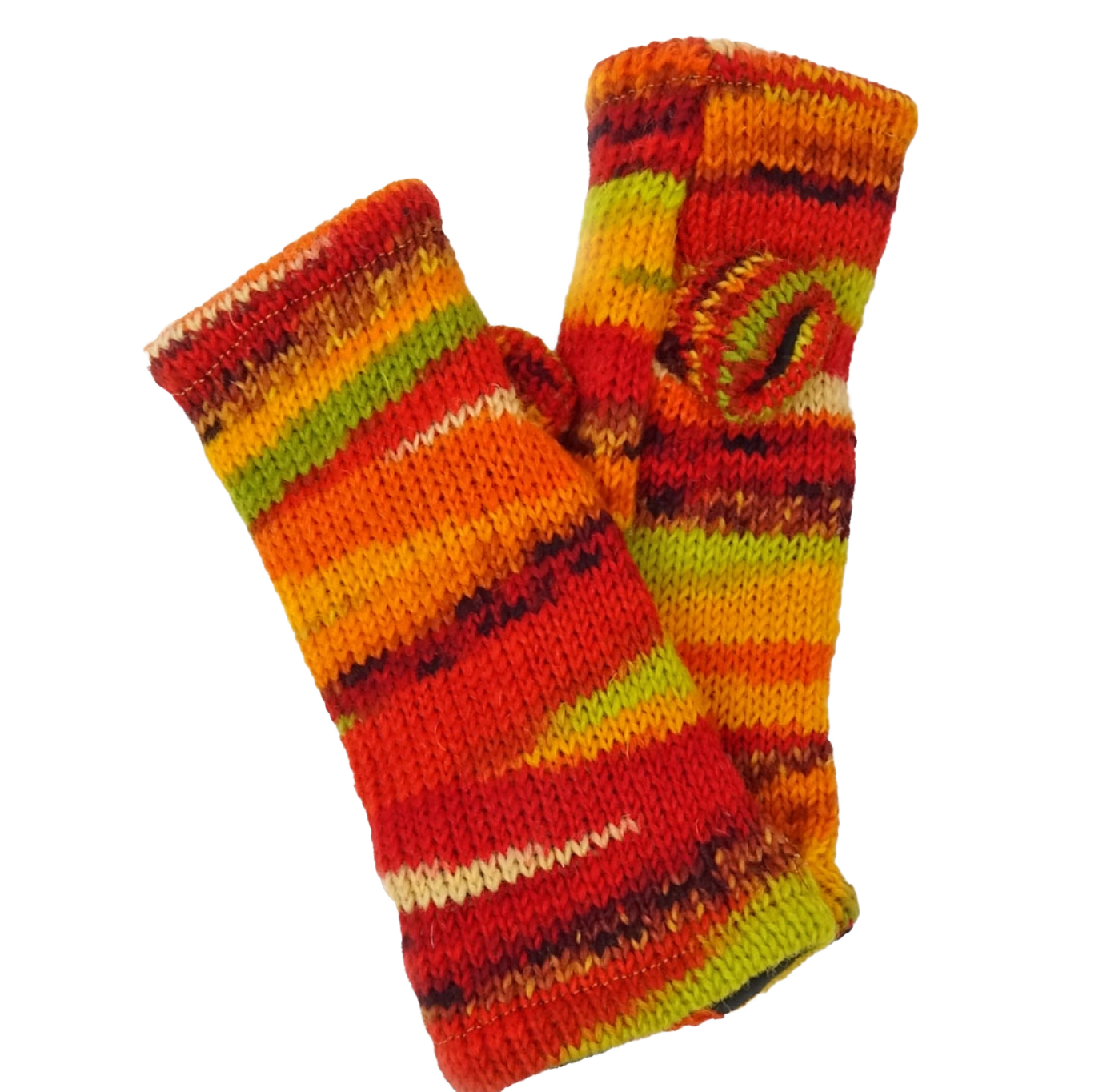 Multi-stripe fingerless gloves - Orange