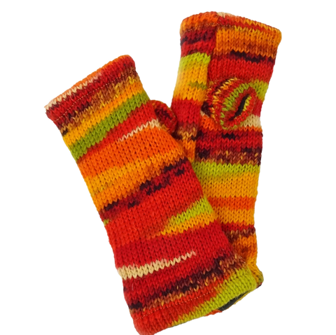 Multi-stripe fingerless gloves - Orange