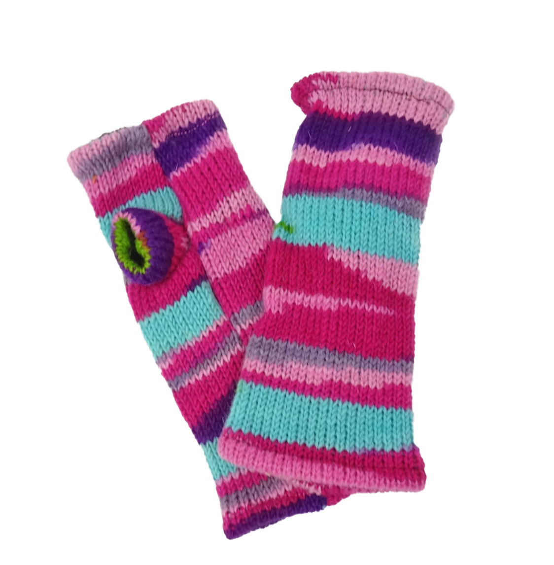 Multi-stripe fingerless gloves - Pink