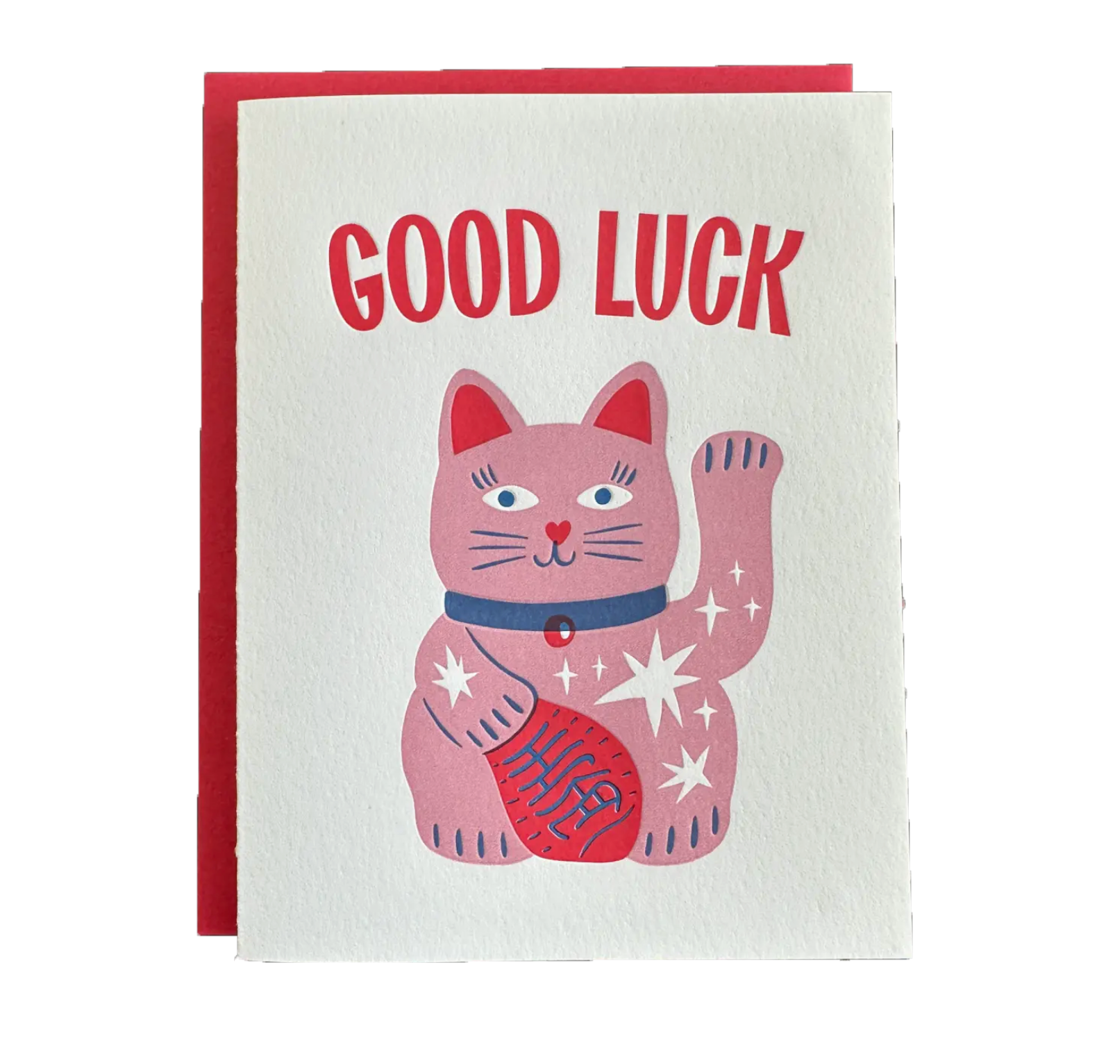 Good Luck Cat Letterpress card