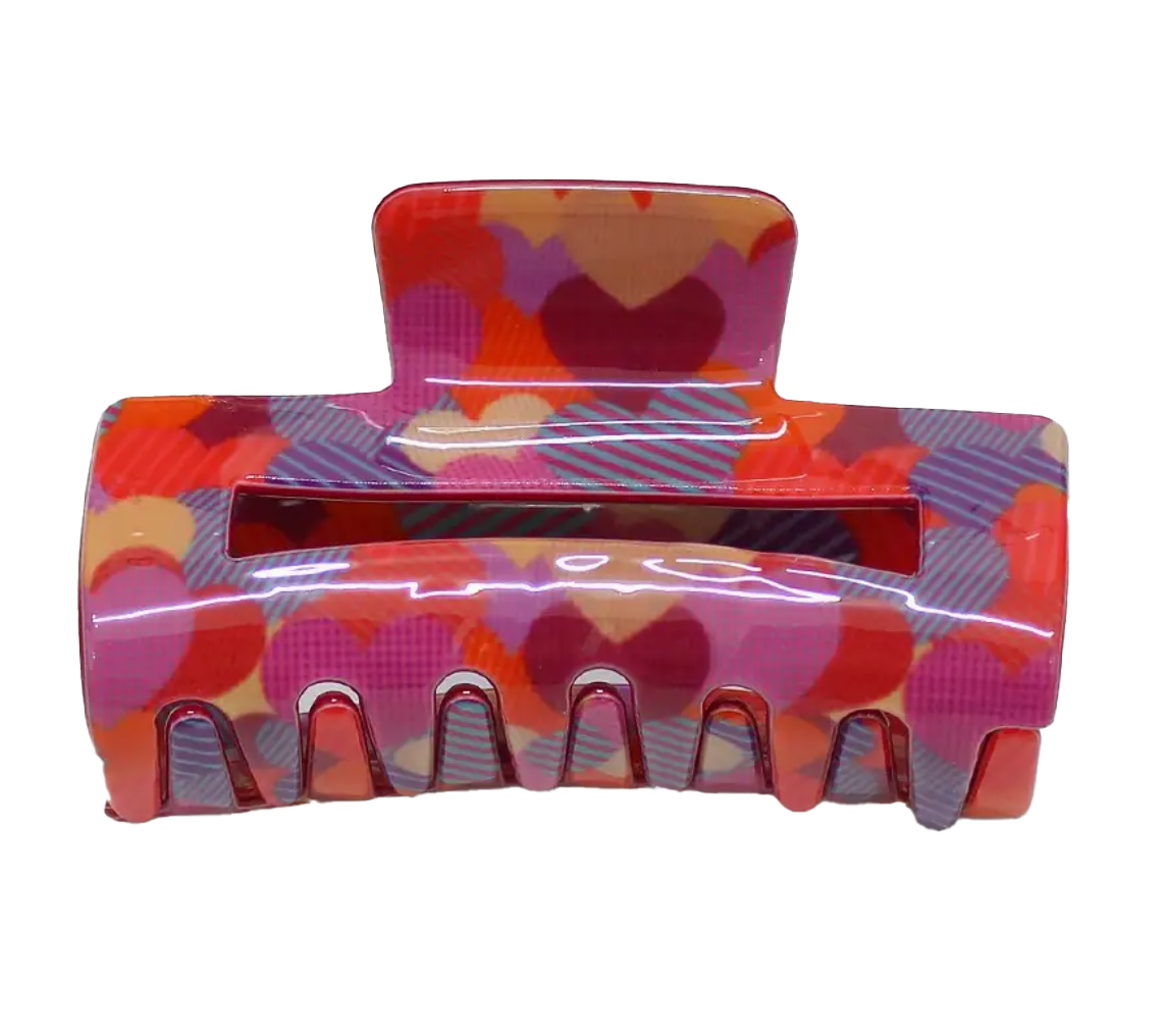 Multi Red Heart hair claw