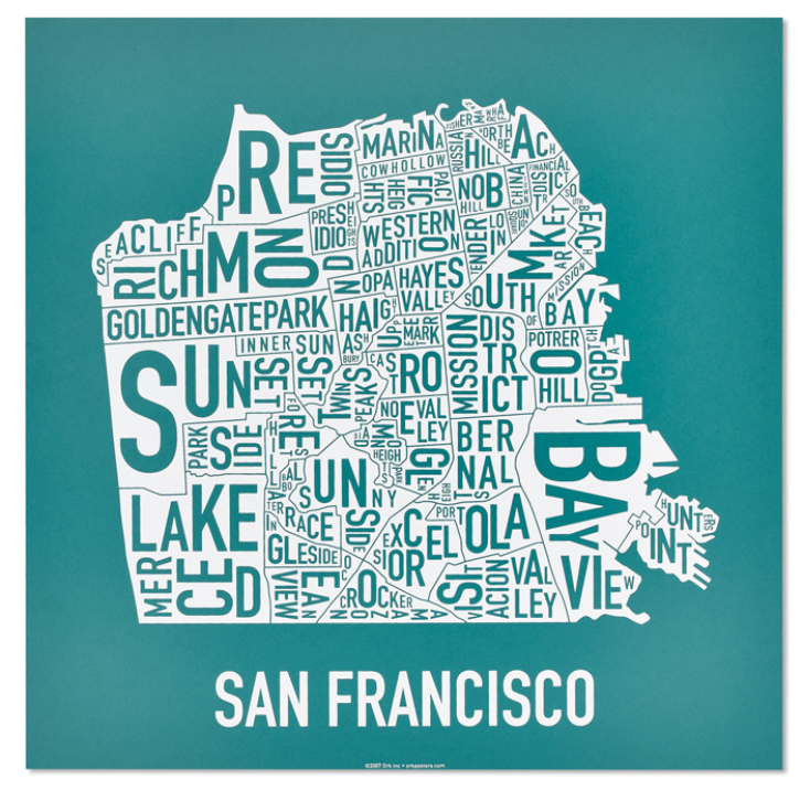 San Francisco Hood Map Print