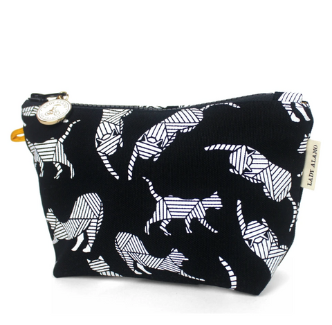 Little Zip Geometric Pouch- Cats