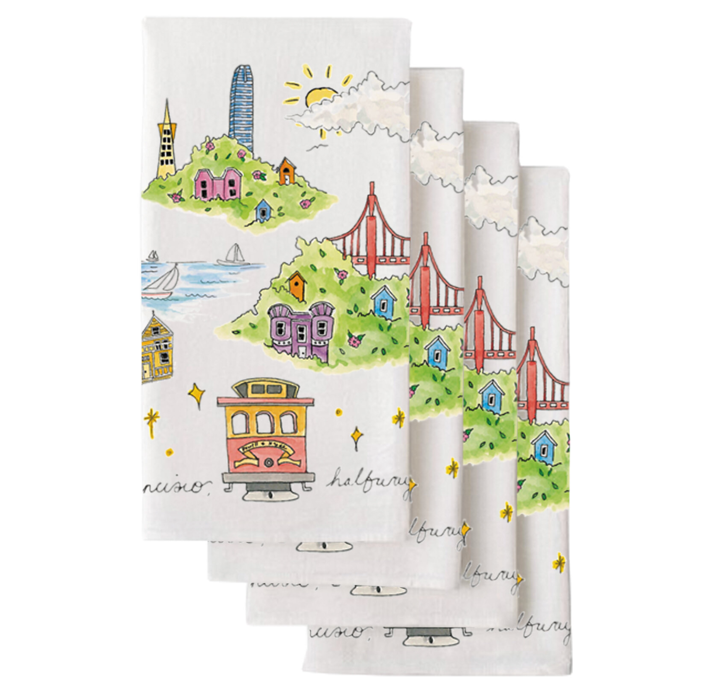 SF Landmark tea towel