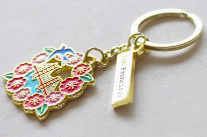 Cherry Blossom Gold Keychain