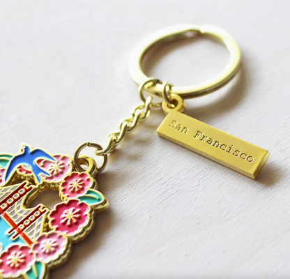 Cherry Blossom Gold Keychain