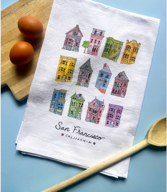 Victorian Houses tea towel