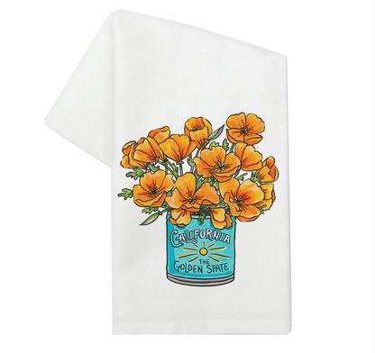 Poppies tea towel