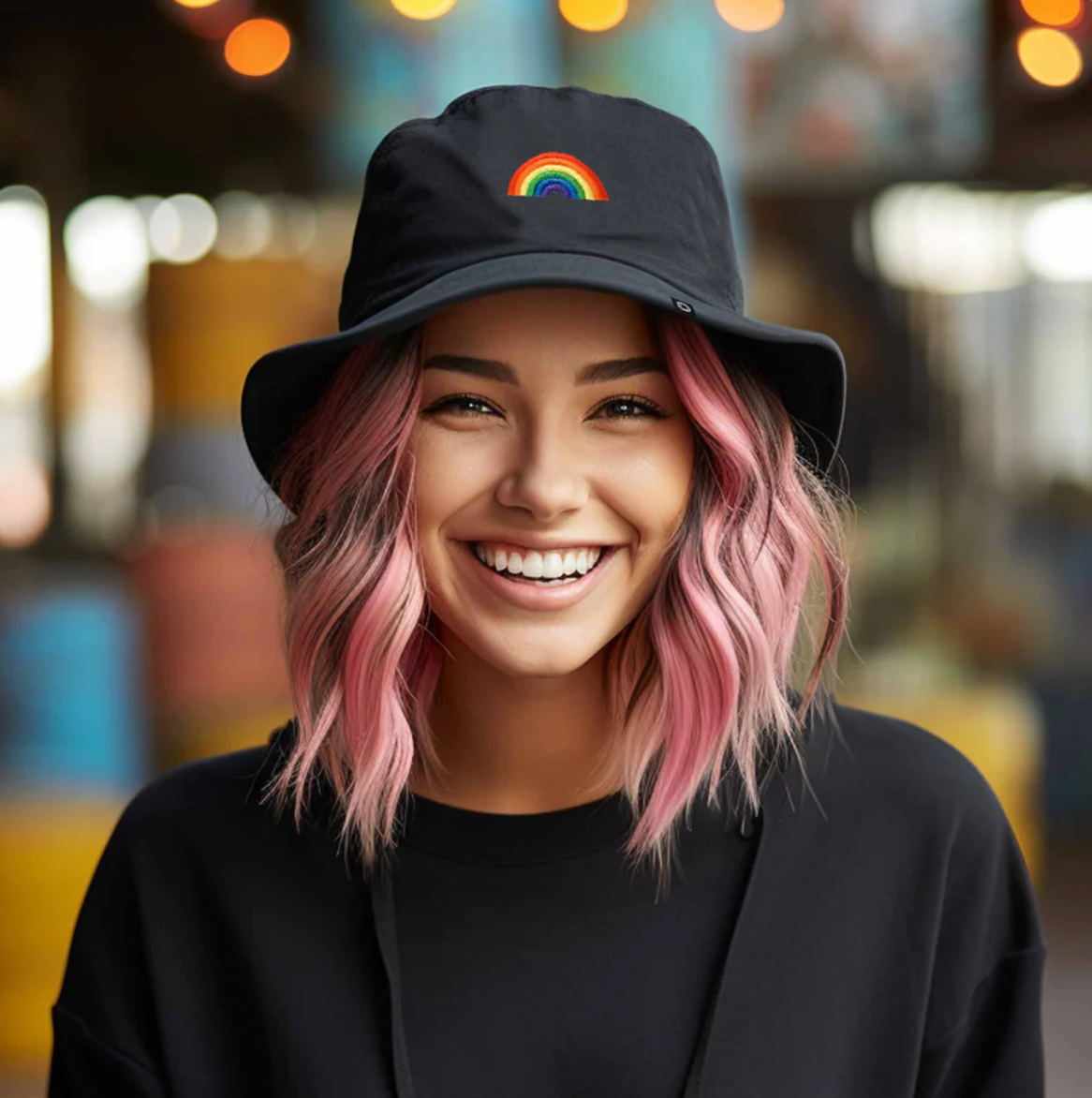 Rainbow Embroidered Bucket Hat