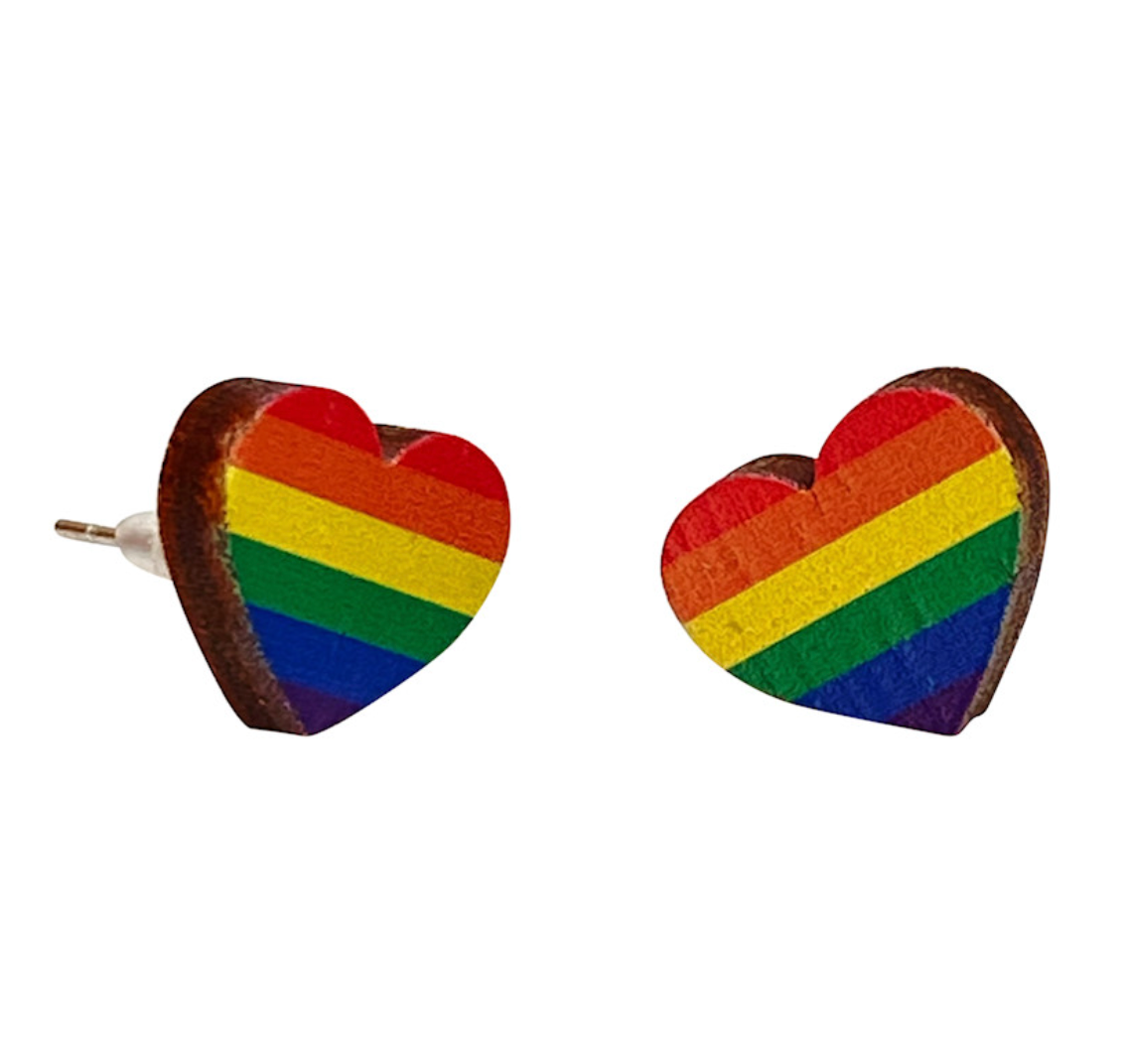 Rainbow Heart stud earrings