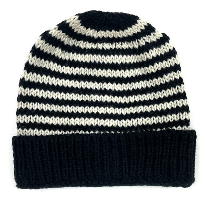 Striped Beanie Black