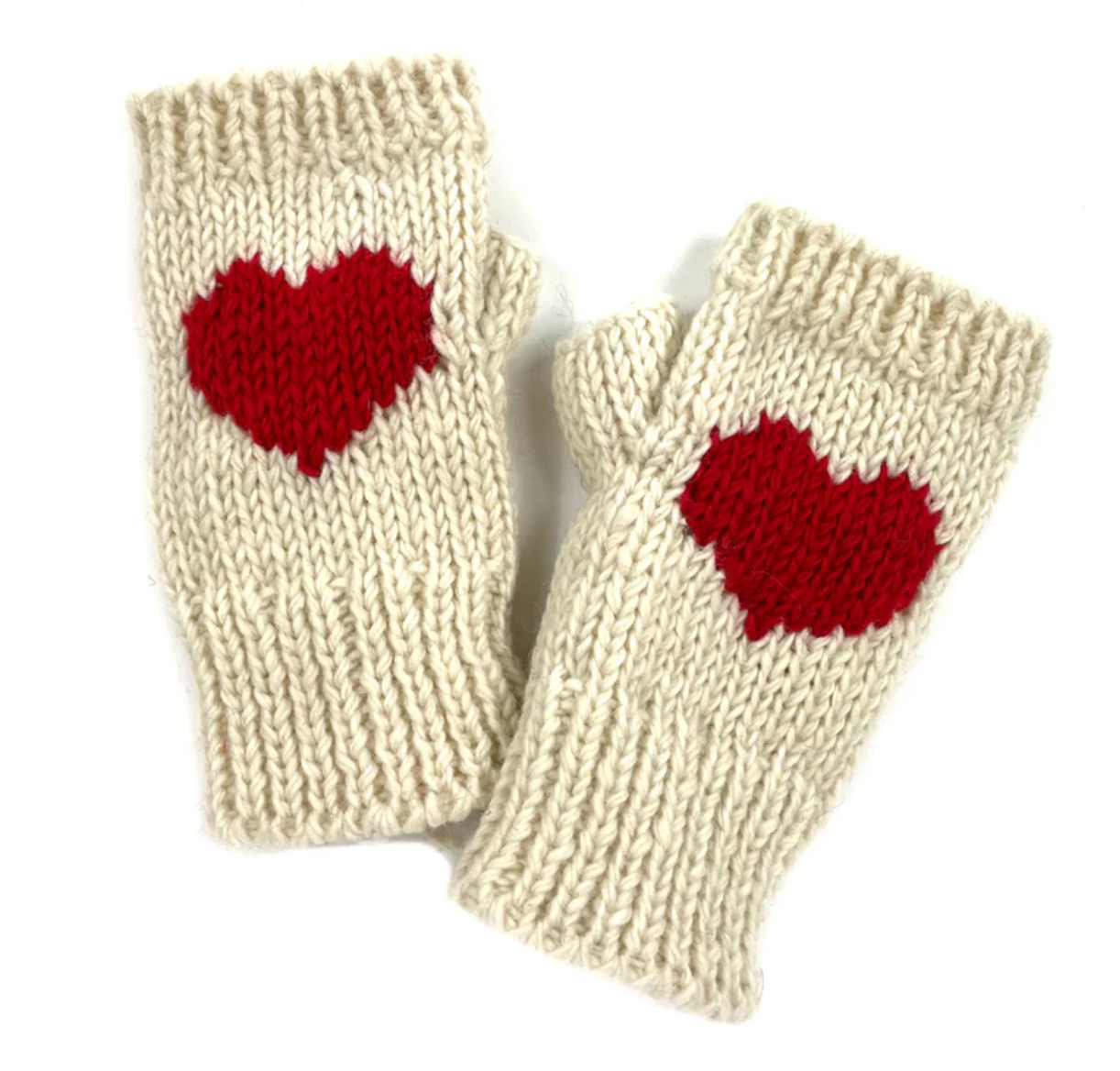 Heart fingerless gloves - White