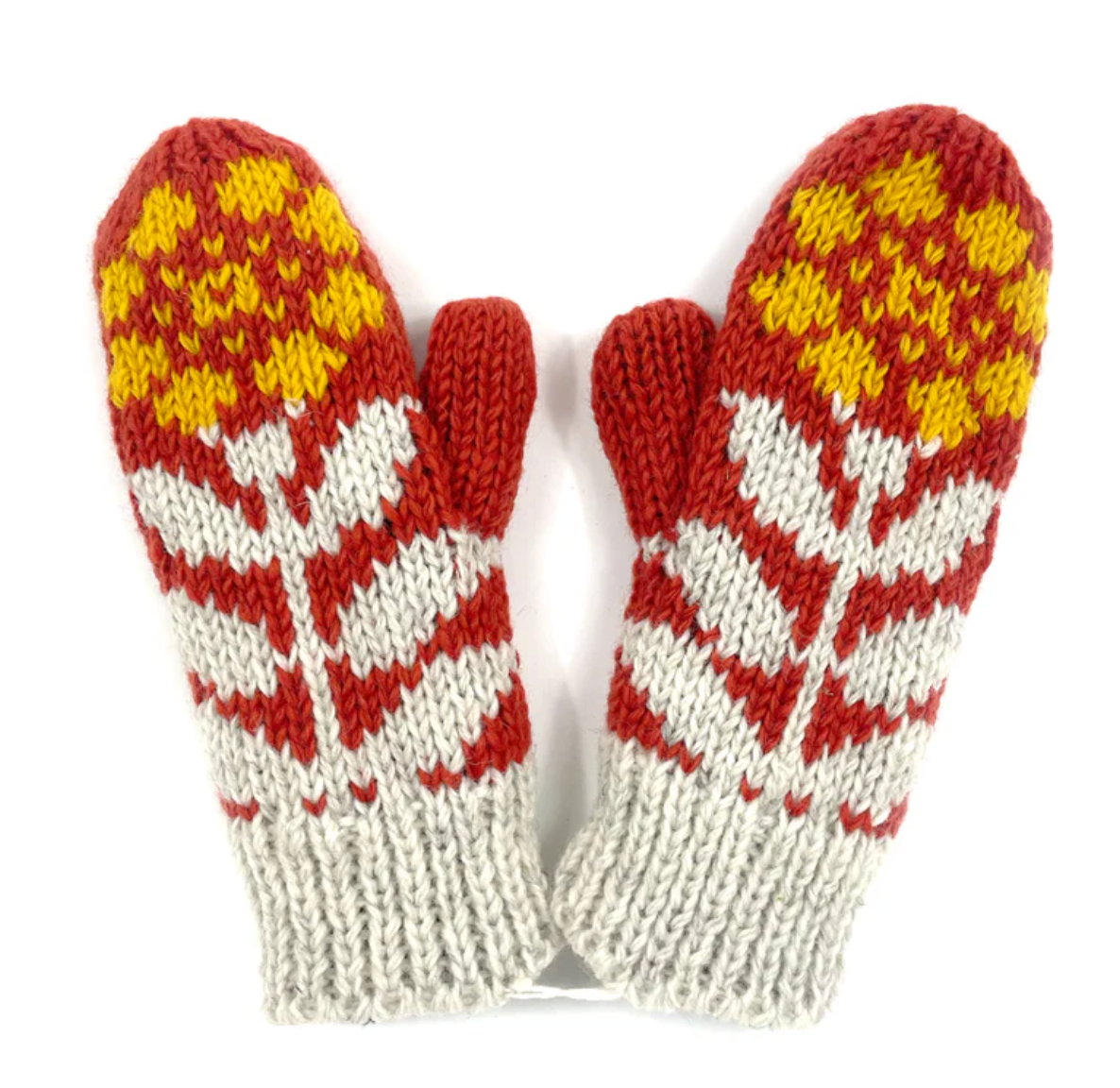 Flower Mittens - Orange