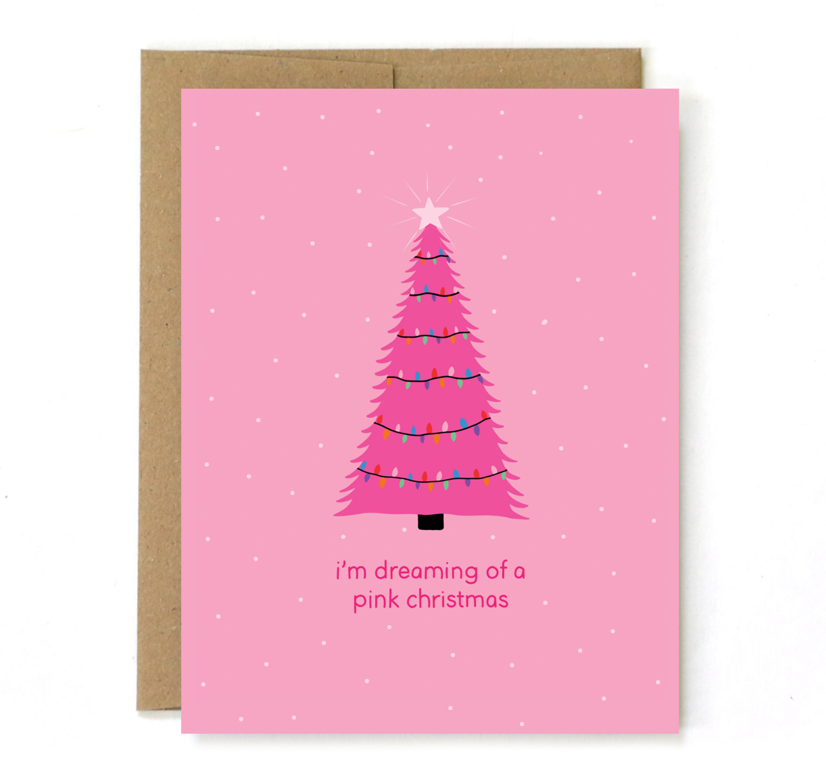 Pink Christmas Tree Greeting Card