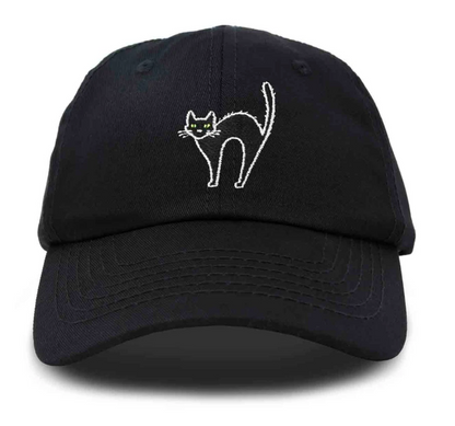 Cat Embroidered soft top Hat - Black