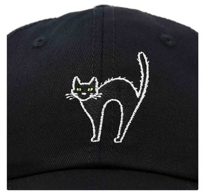 Cat Embroidered soft top Hat - Black