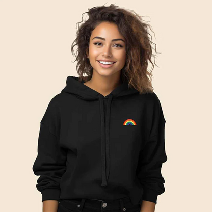 Rainbow cropped hoodie - Charcoal