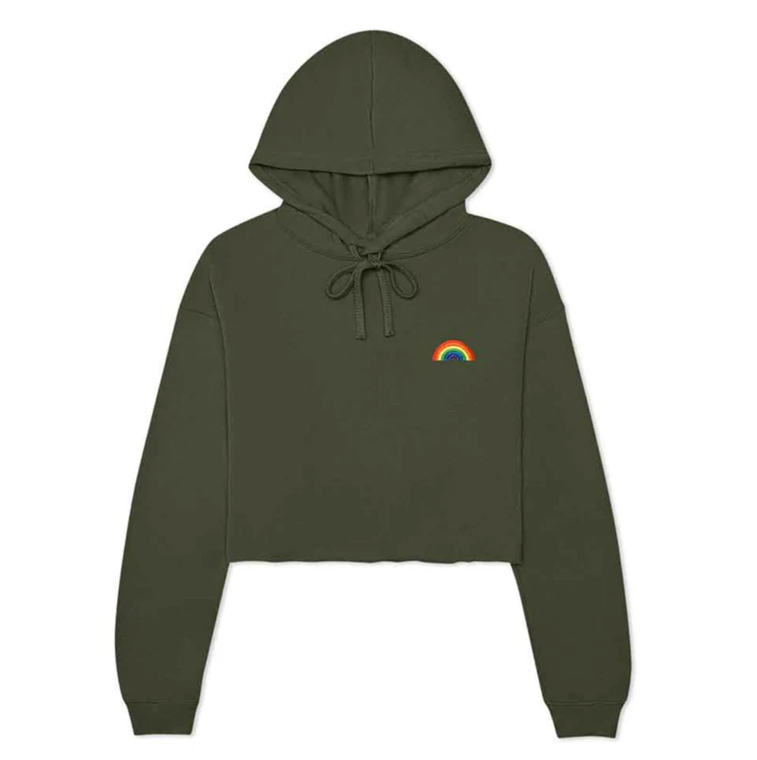 Rainbow cropped hoodie - Army Green