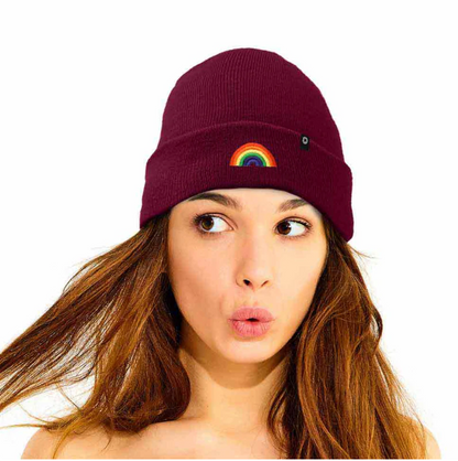 Rainbow beanie - Maroon