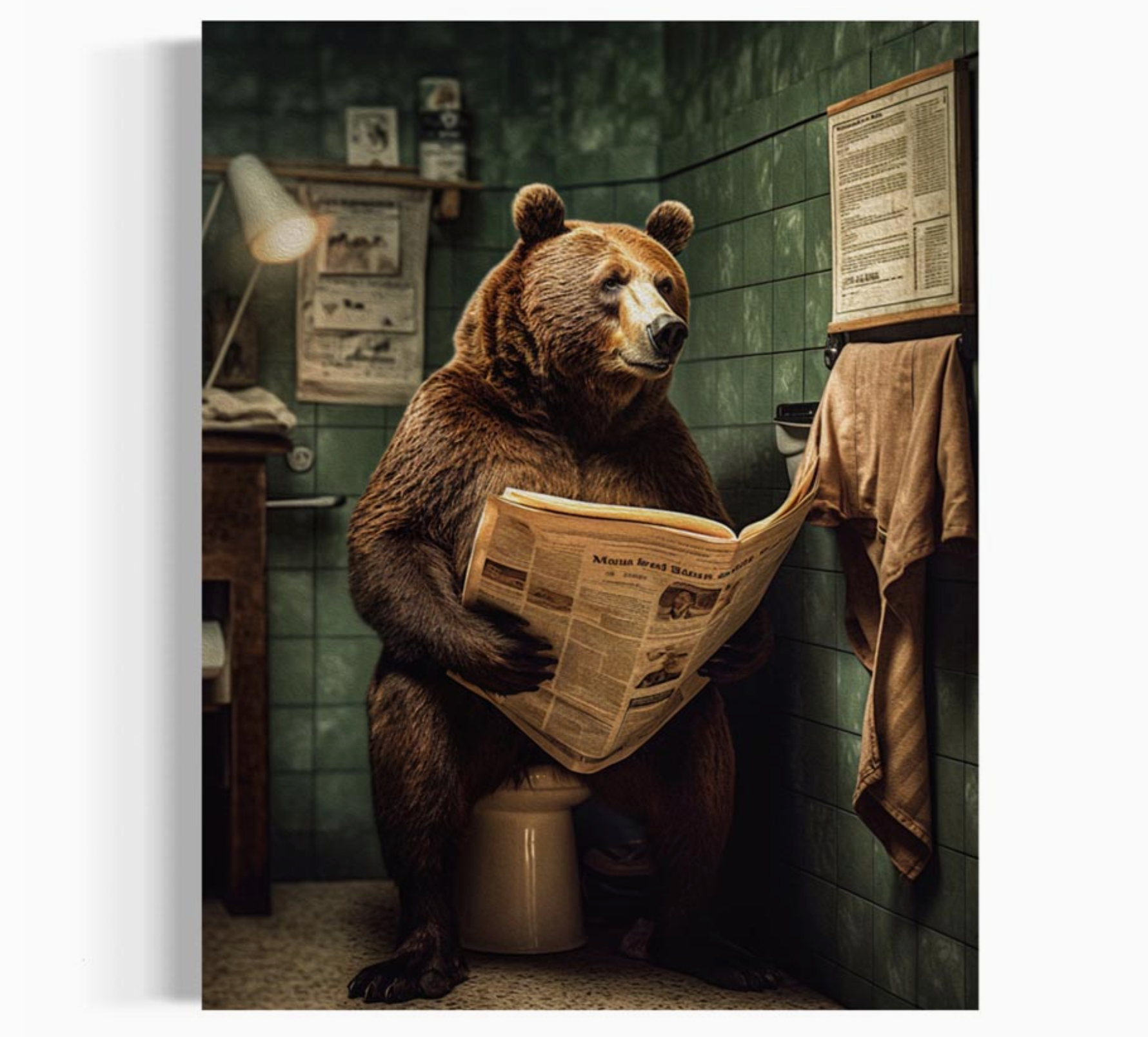 Bear in Bathroom Art Print