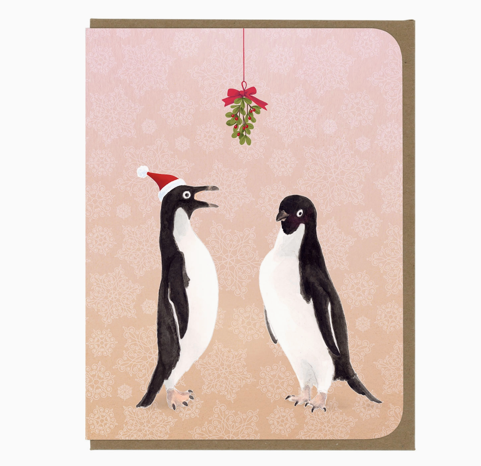 Penguin Mistletoe Card