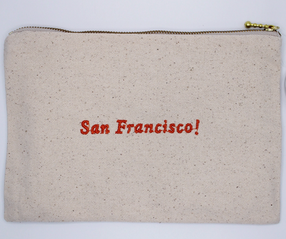 Embroidered Zipper Pouch - Skyline