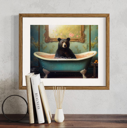 Bear in Bathtub Art Print