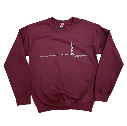 Sutro Tower Crew Pullover - Maroon