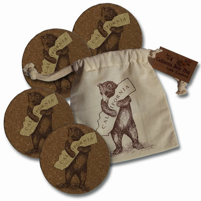 California Bear Hug Cork Coasters