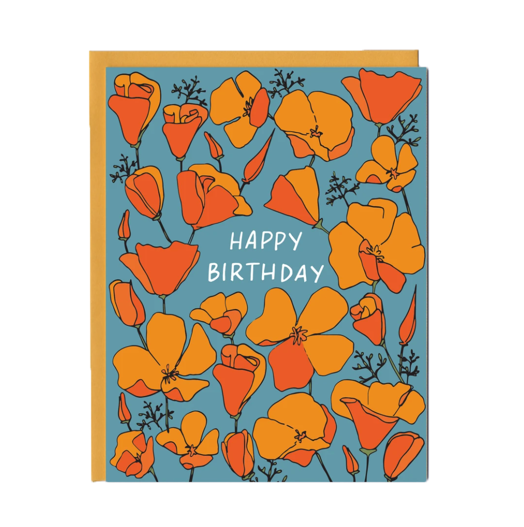 California Poppies Birthday Greeting Card