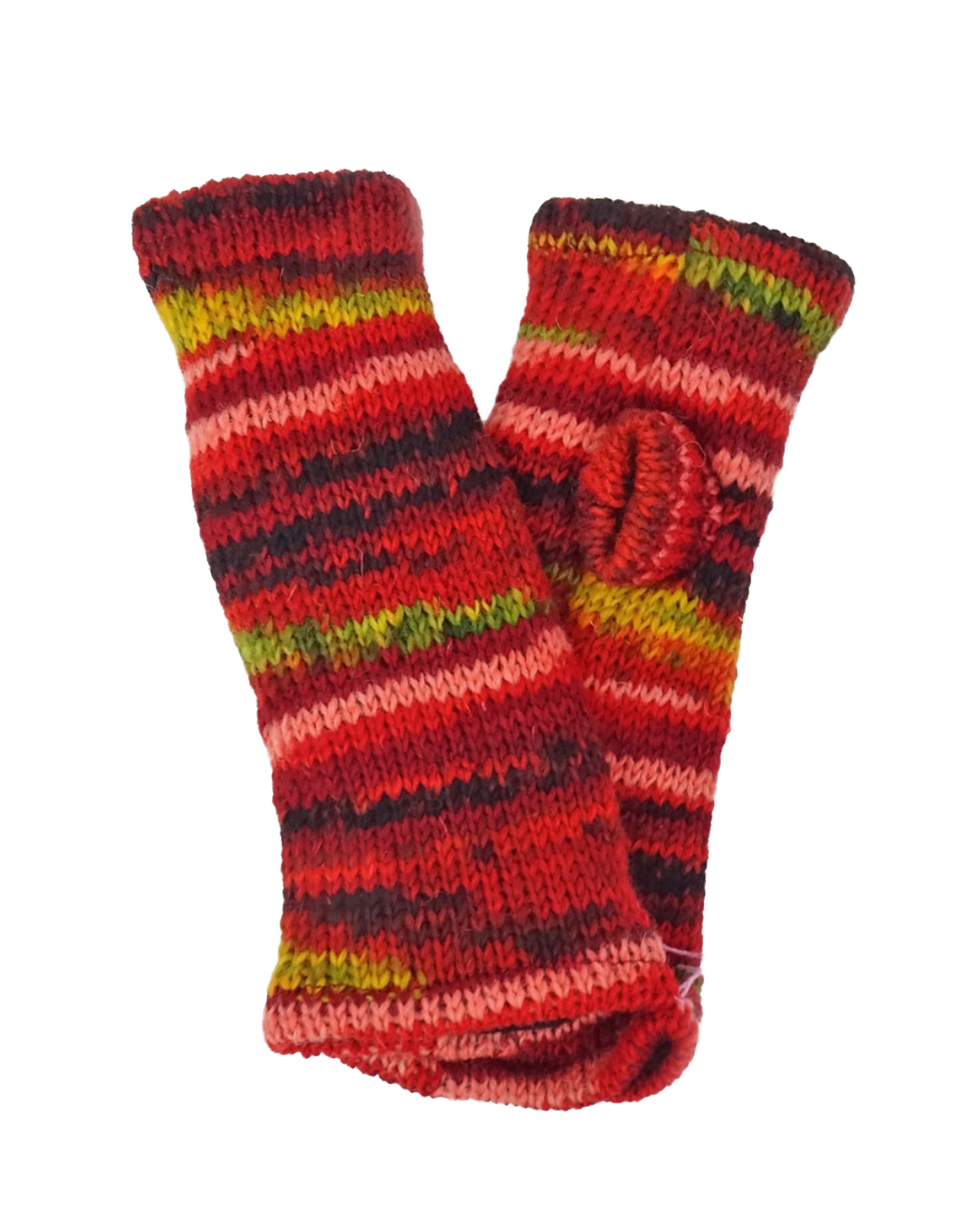 Multi-stripe fingerless gloves - Red