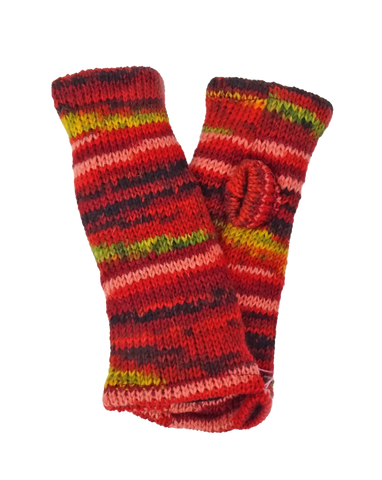 Multi-stripe fingerless gloves - Red