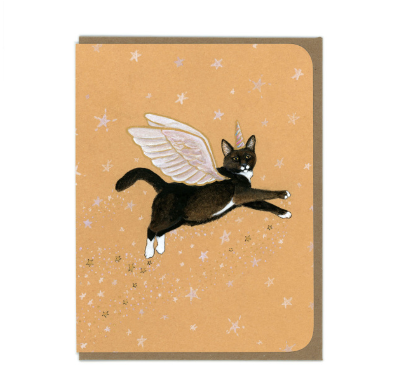 Flying Cat Greeting Card