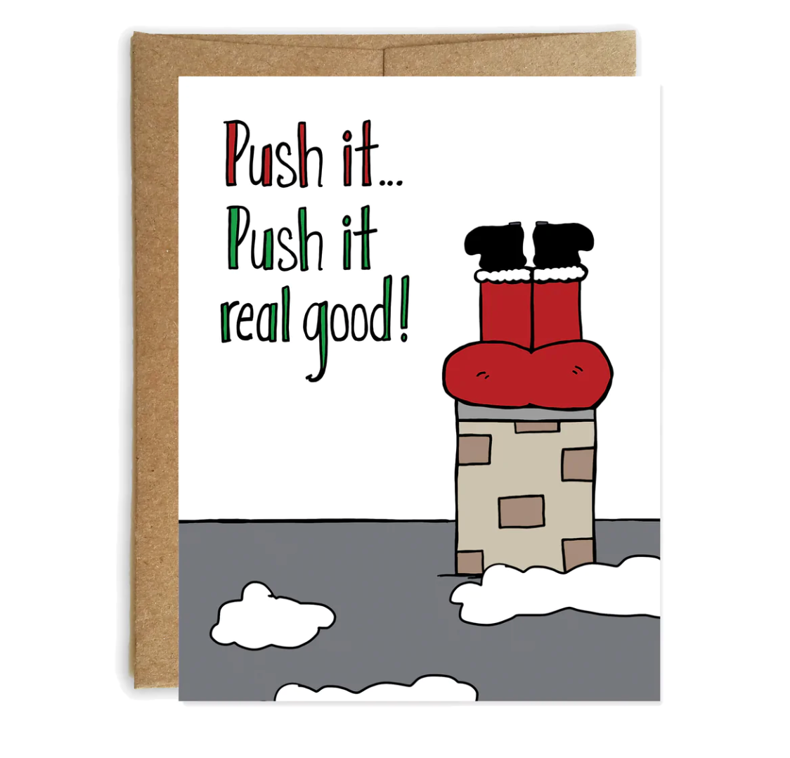 Push It Santa greeting card