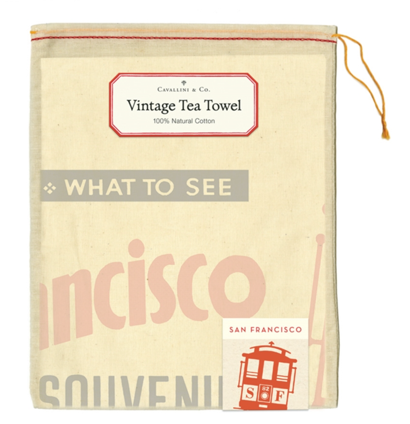 San Francisco postcard tea towel