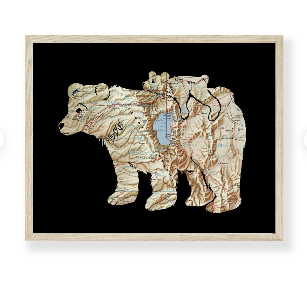 Tahoe Bear Map Cut Print