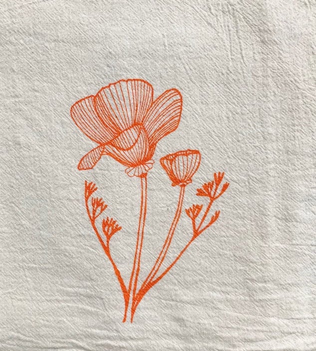 CA Poppy Tea Towel