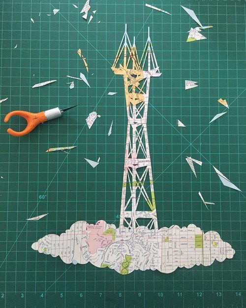 Sutro Tower Map Cut Print