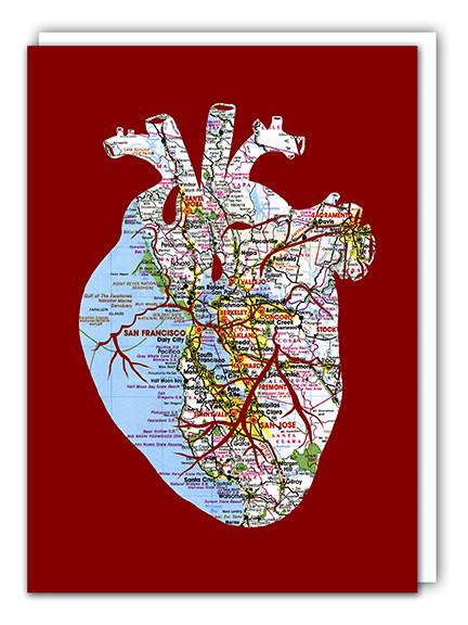 Heart of the Bay Map Cut Print